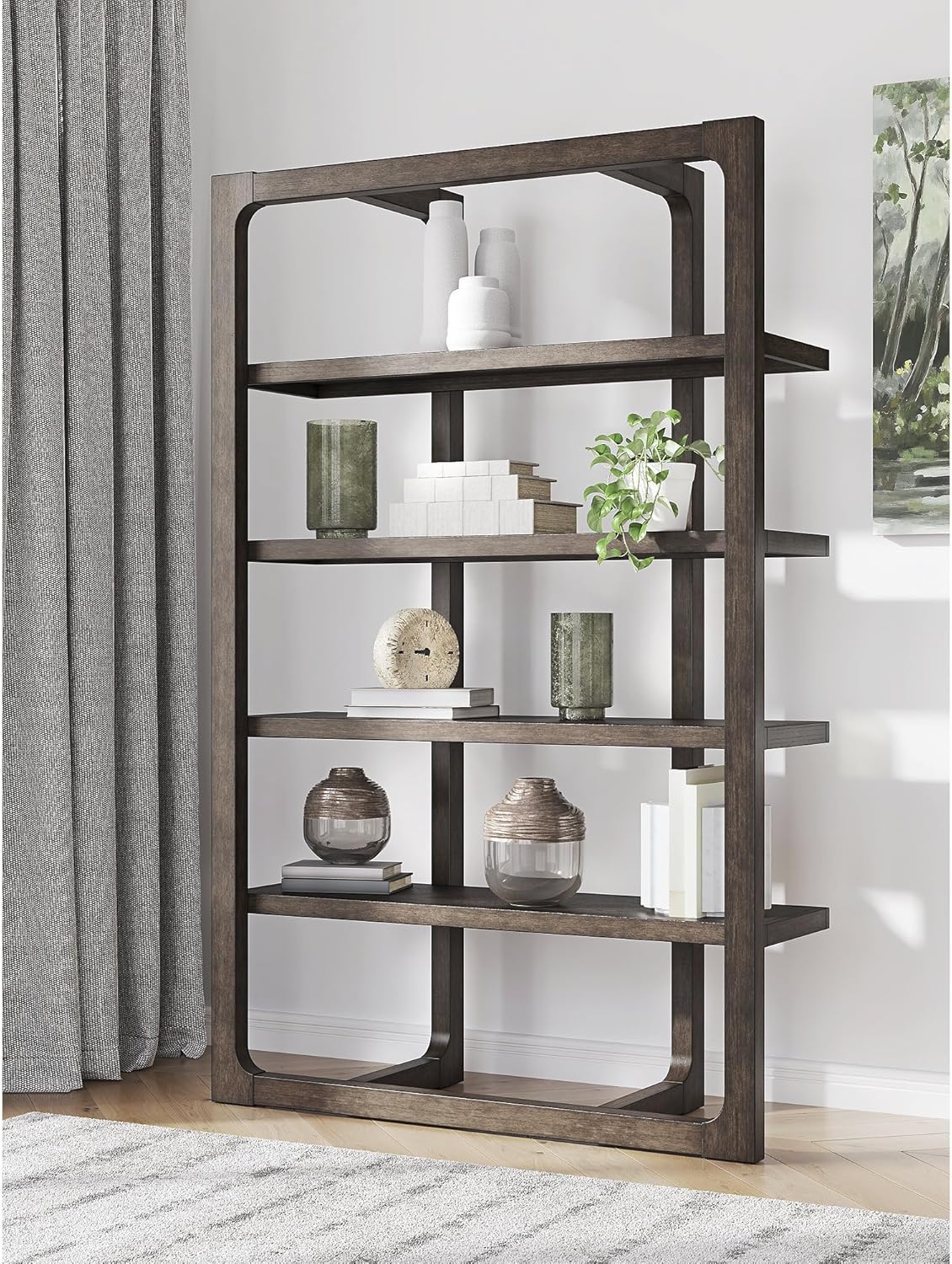 Signature Design by Ashley Breckington Contemporary 76" Bookcase, Dark Brown
