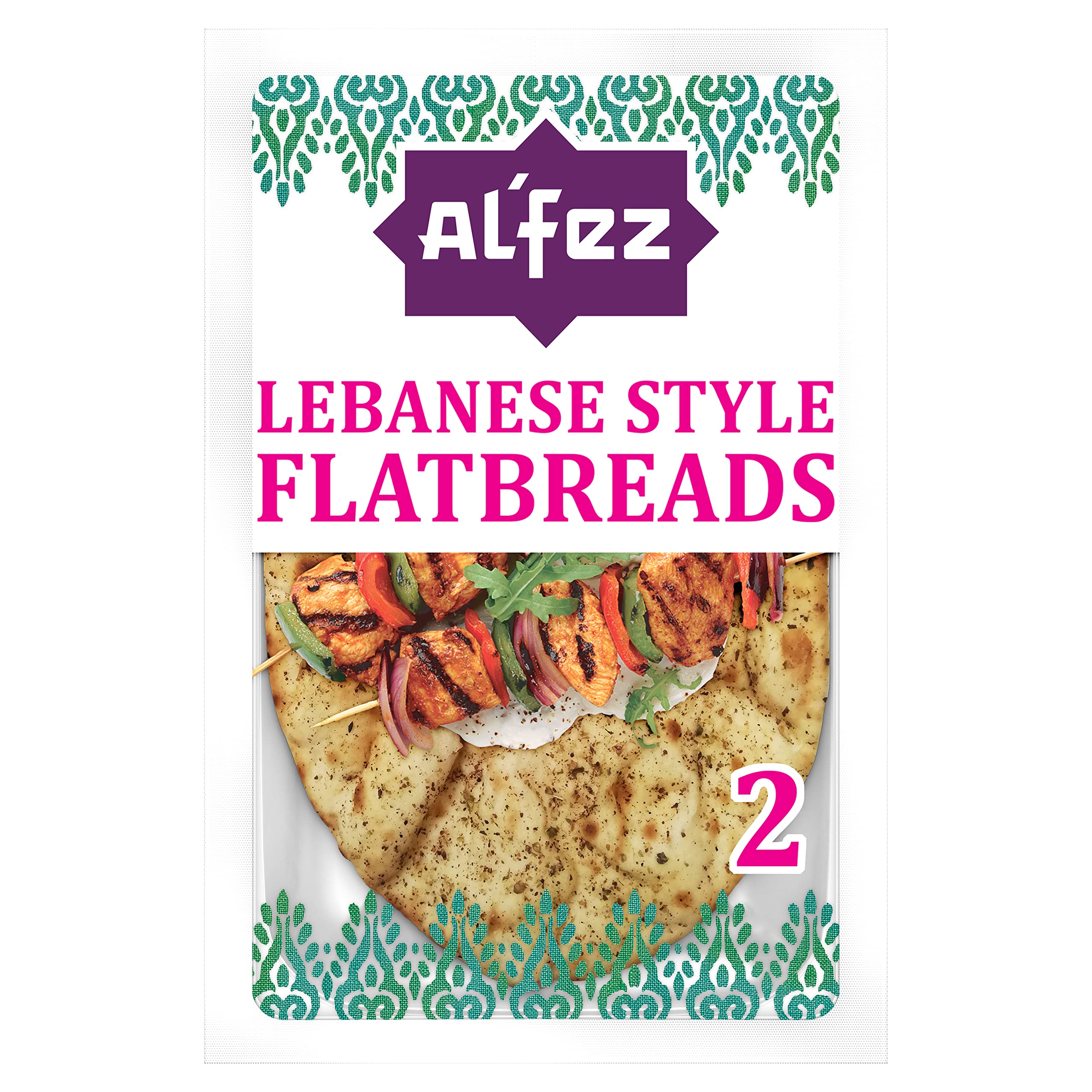 Al'Fez Lebanese Style Flatbreads | 2 Pack | Flame Baked With Za'atar Blend Herbs & Spices | Perfect For Wraps & Kebabs