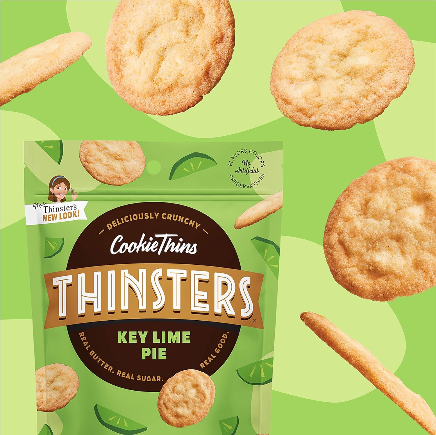 Thinsters Cookie Thins Key Lime Pie, 4 Ounce (Pack of 12), Non GMO, Peanut Free
