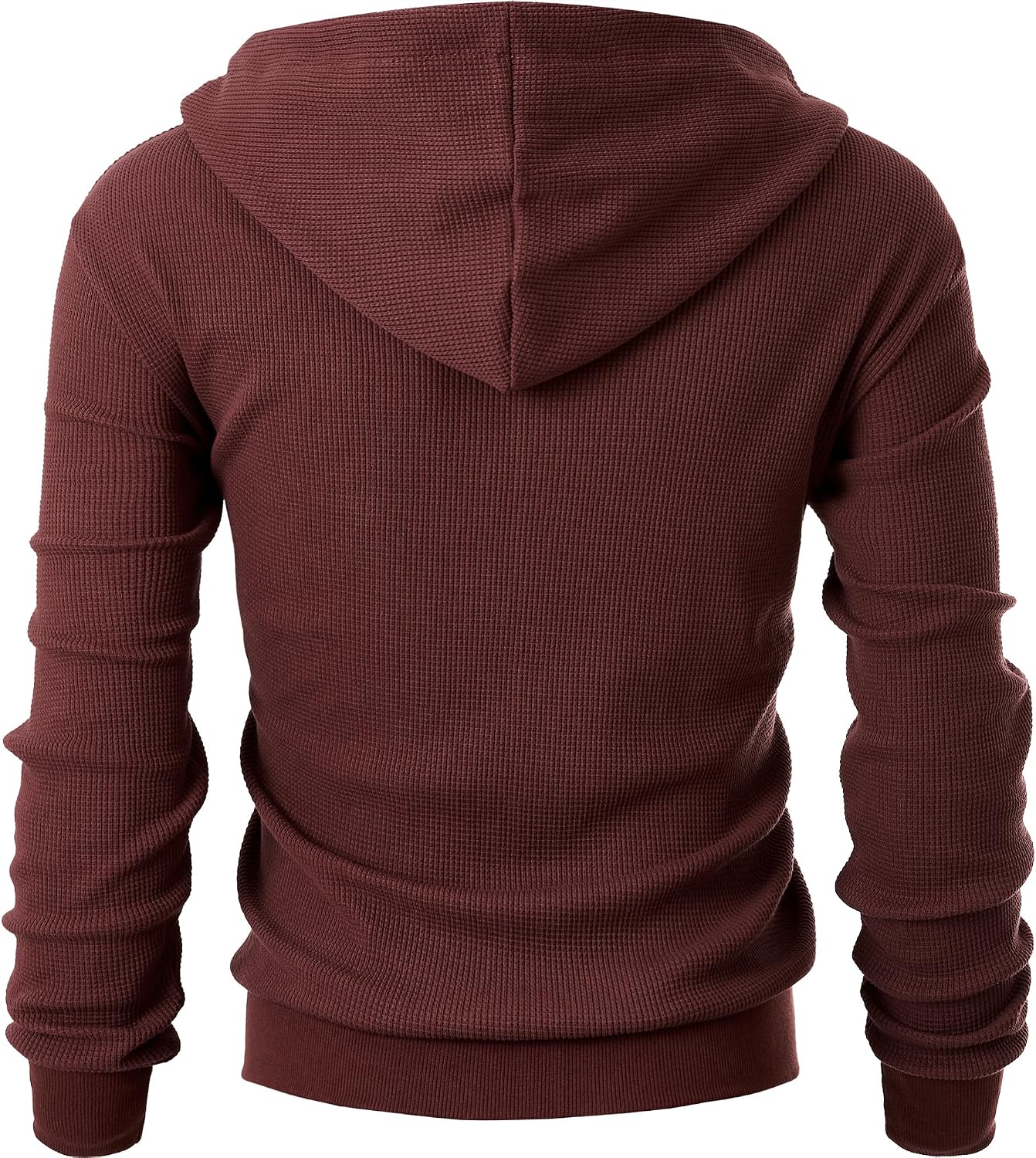 Ohoo Mens Comfort Fit Cotton 100% Waffle Knit Fabric Full Zip Up Hoodies Casual Hooded Jacket with Hidden Media Pocket