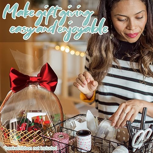 Miniatura 6 de Wowfit Bolsas para violonchelo, 10 bolsas de celofán transparente de 16 x 24 pulgadas, perfectas para regalo, regalos, botellas de vino, noviasbaby