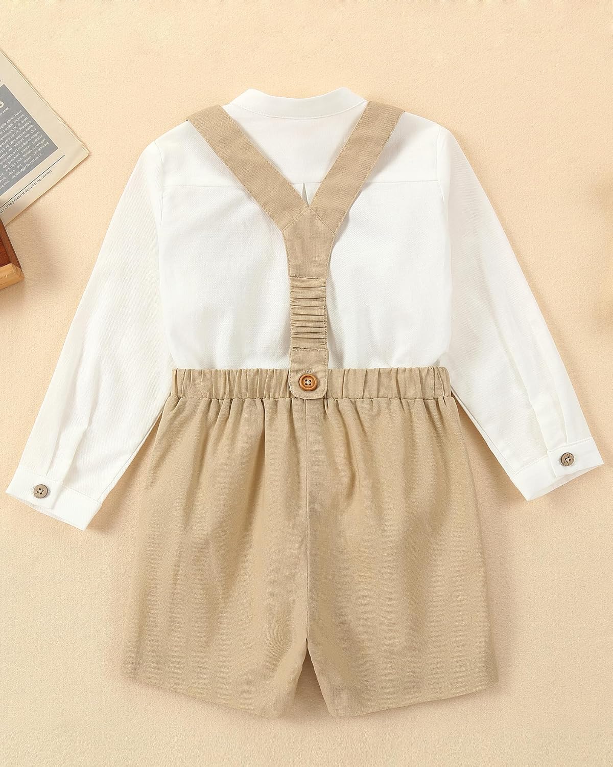 Twoflower Toddler Baby Boys Clothes 2Pcs Fall Winter Outfits | Button-down Shirt Tops + Cotton Suspender Pants with Pockets - Image 3