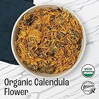 Vista 2 de J Mac Botanicals, Flor de caléndula orgánica (4 onzas), flores y pétalos secos enteros, té de hojas sueltas, flor de caléndula, orgánico certificado