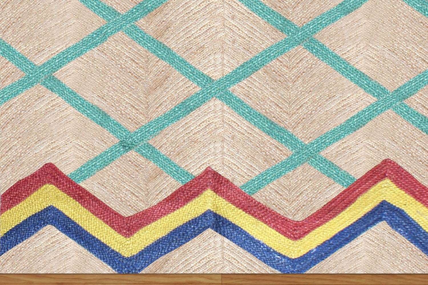 Handmade Kilim Rug Natural Jute Rug 4x15 Runner Area Jute Multicolor Braided Jute Geometric Indian Hallway Stair Runner Indoor Outdoor Use for Large Corridor Runner Boho Runner