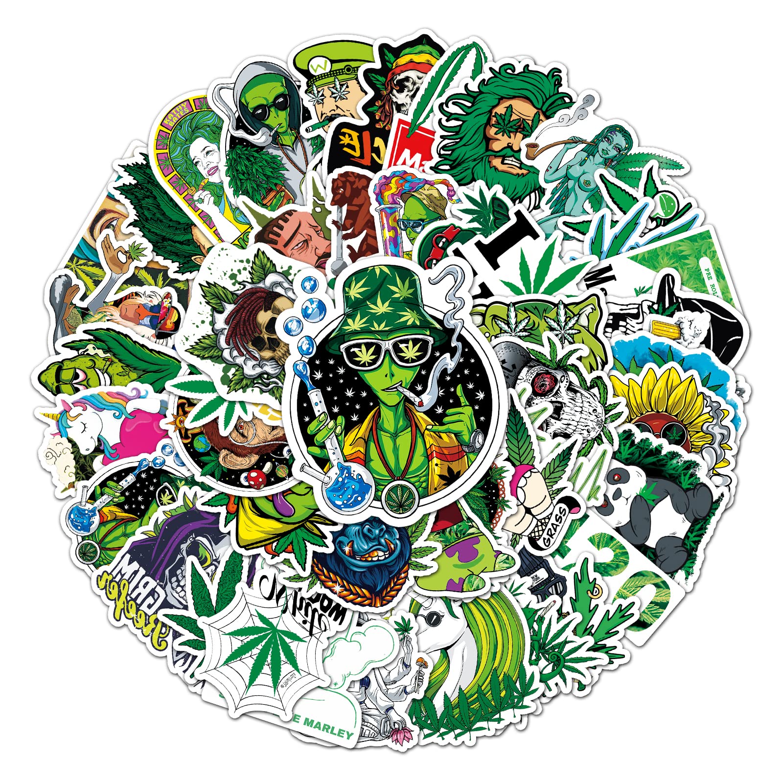 WHISKET - Pack of 50 Water Bottle Stickers for Kids Teens, Cute Waterproof Laptop Skateboard Stickers, Aesthetic Car Decals Computer Hydroflask Stickers for Adults Teens Kids Girls (Weed) (B0CZRXBSQ3) Amazon Price History, Amazon Price Tracker