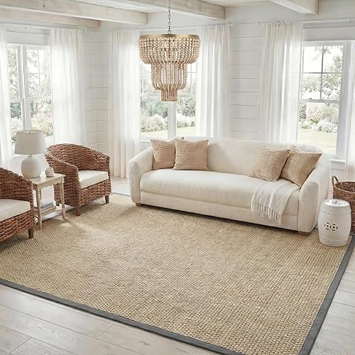 Vista 77 de Safavieh NF114A Natural Fiber Collection - Alfombra de fibras naturales de patrón trenzado, varios colores (5 x 8 pies), Sintético, beige