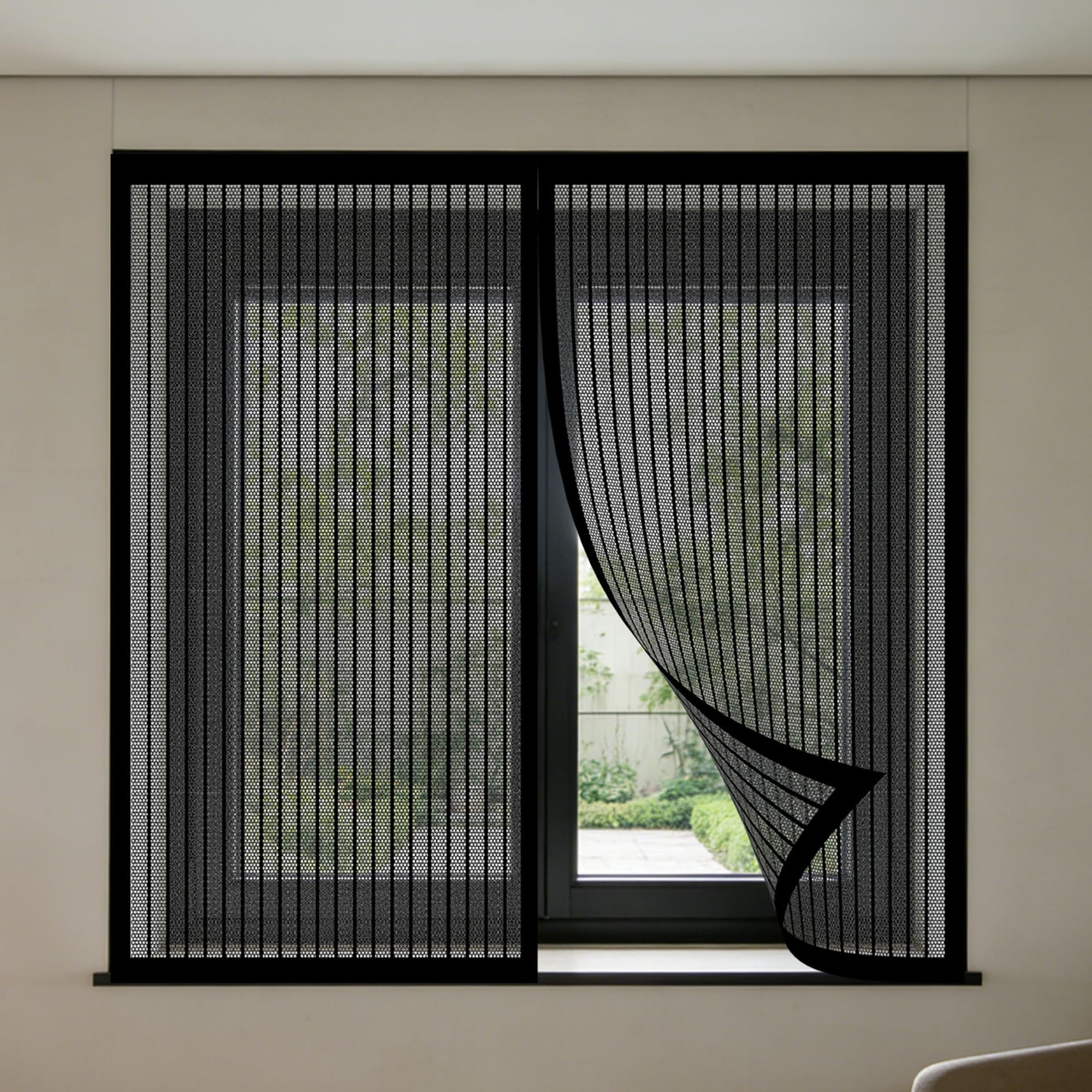 Fly Screens Windows 155 x 115 cm Keep Fly Mosquito Out Screen for Windows with Installation Accessories for Doors and Patio Screens, Black