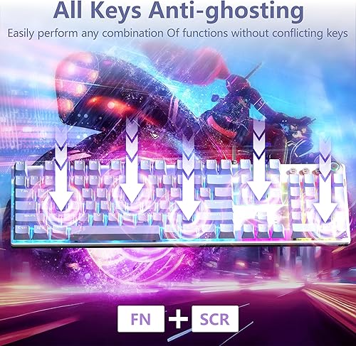 Miniatura 8 de AULA Teclado F2088 Pro, teclado mecánico morado de 108 teclas con retroiluminación RGB arco iris, cubierta superior extraíble, perilla estética,