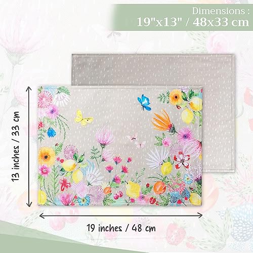 Miniatura 4 de Maison d' Hermine Jardin D'Ete - Juego de 4 manteles individuales de tela 100 % algodón, decorativos y lavables para mesa de Pascua para comedor,