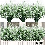 RECUTMS 8 Ensembles Fleurs artificielles Faux plantes de plein air Faux UV Lavande résistant fleur de shraps en plastique intérieur extérieur suspendu décorations (Fuchsia) 13.8",UV Greenery résistant, étriers en plastique,Faux Ferns,Décor d'été de printemps,Ping à l'intérieur/à l'extérieur