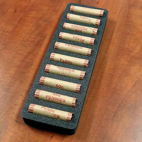 Polar Whale Bandeja organizadora de almacenamiento de monedas enrollada, delgada, sostiene el soporte para centavos para oficina o hogar,