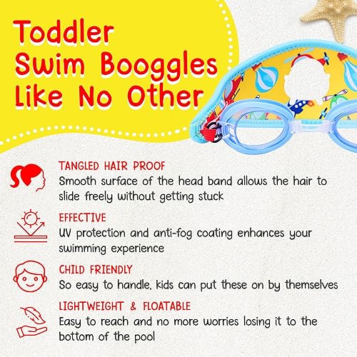 Miniatura 5 de Booggles, gafas de natación antivaho para niños, gafas ajustables para niños y niños pequeños, gafas de natación para niños con correa gruesa