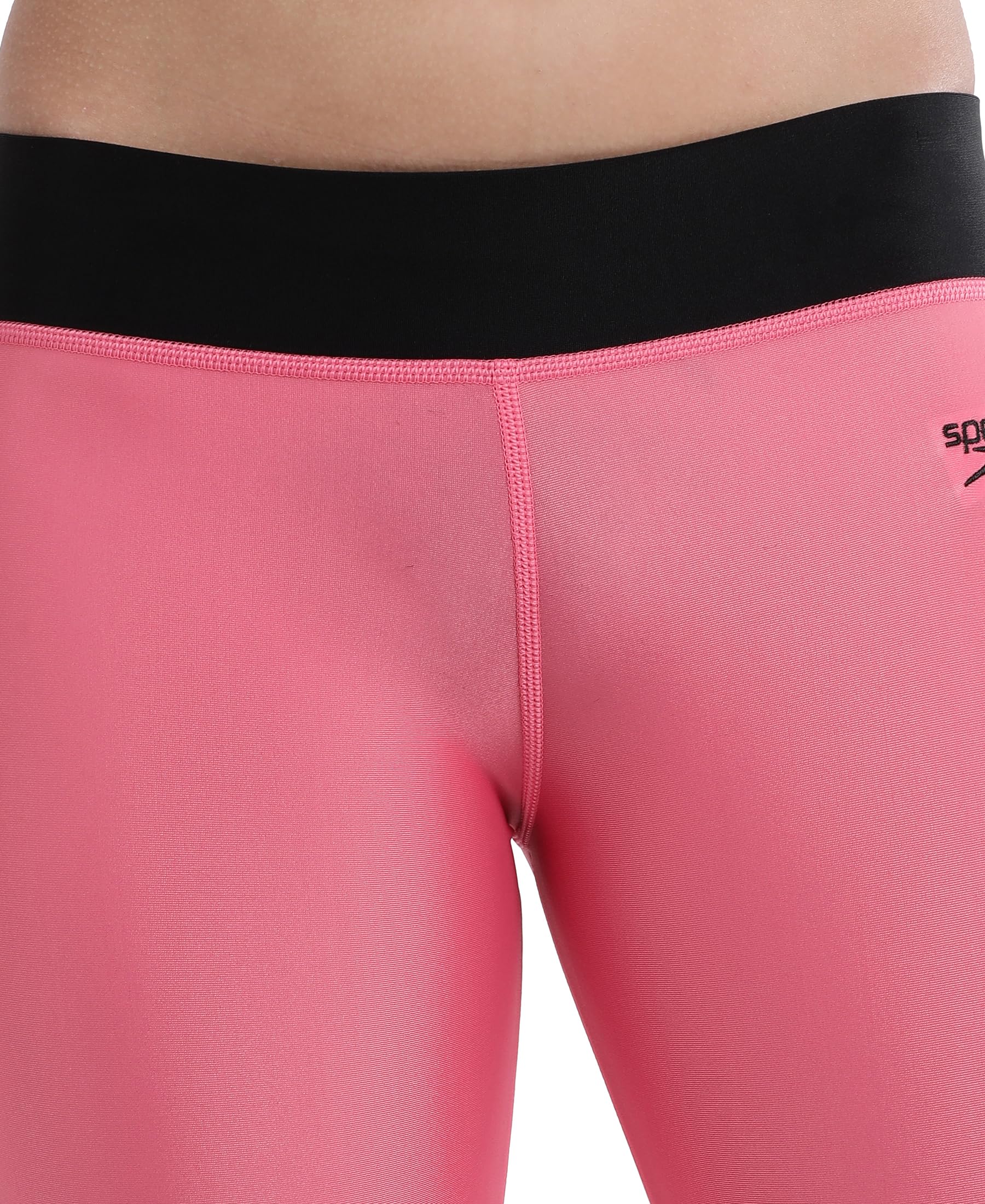 Speedo Girl's Recycled Endura Brite High Chlorine Resistant UPF 40+ Sun Protection Active Capri - Fadango Pink & Black 4