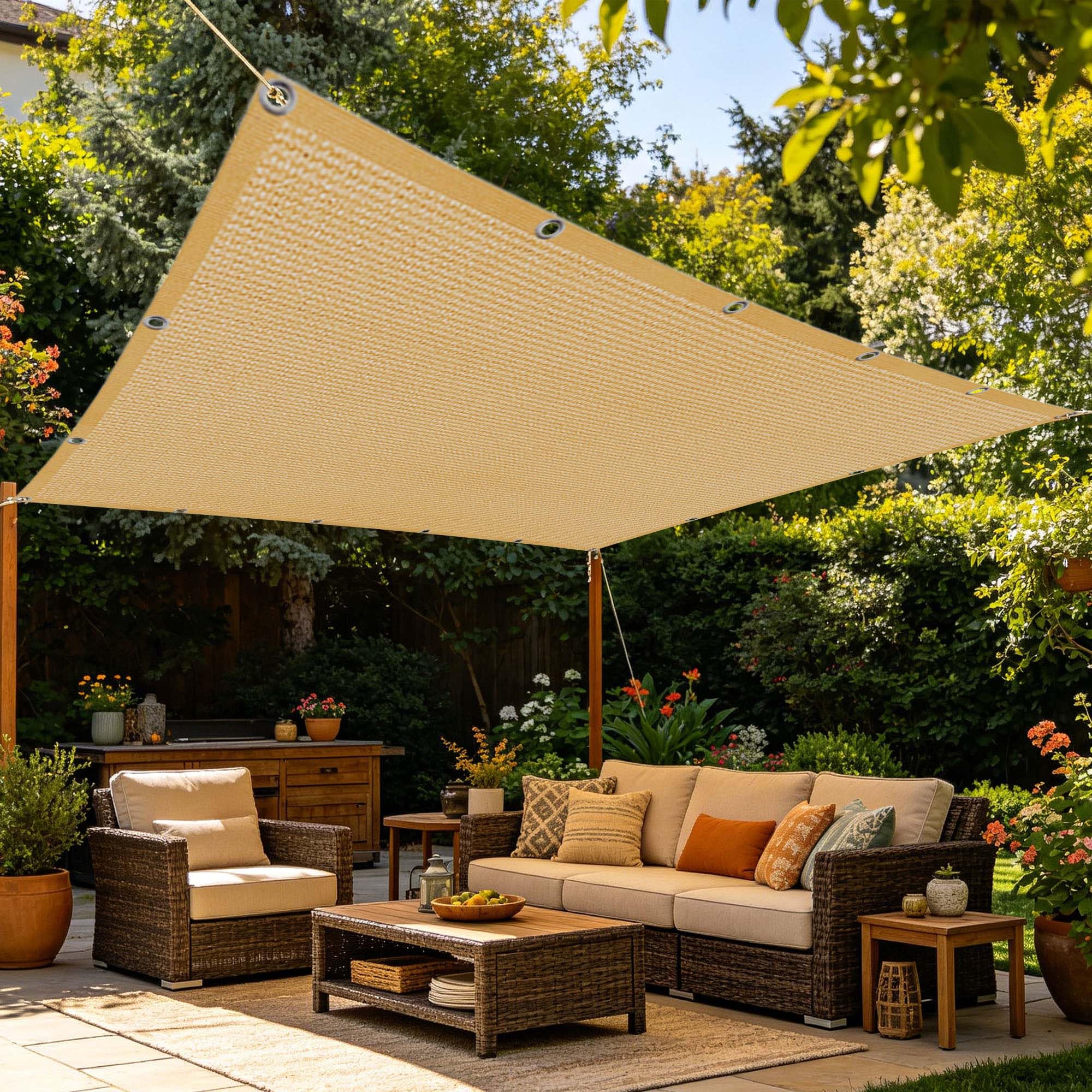 Toile d'ombrage extérieur pour pergola et camping jaune sable