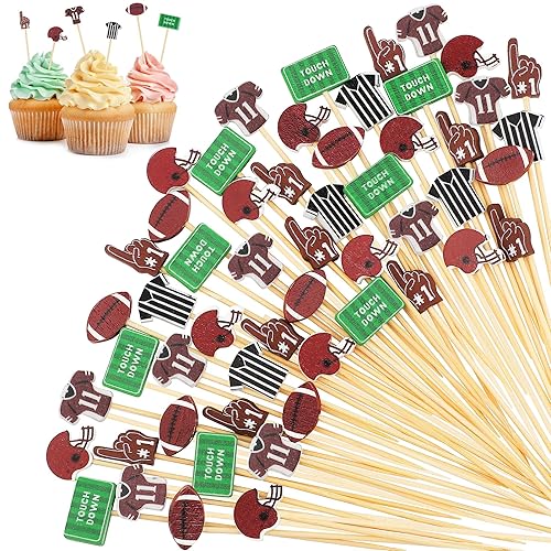 Aodaer 200 Pieces Football Toothpicks 5.12 Inch Football Cocktail Picks