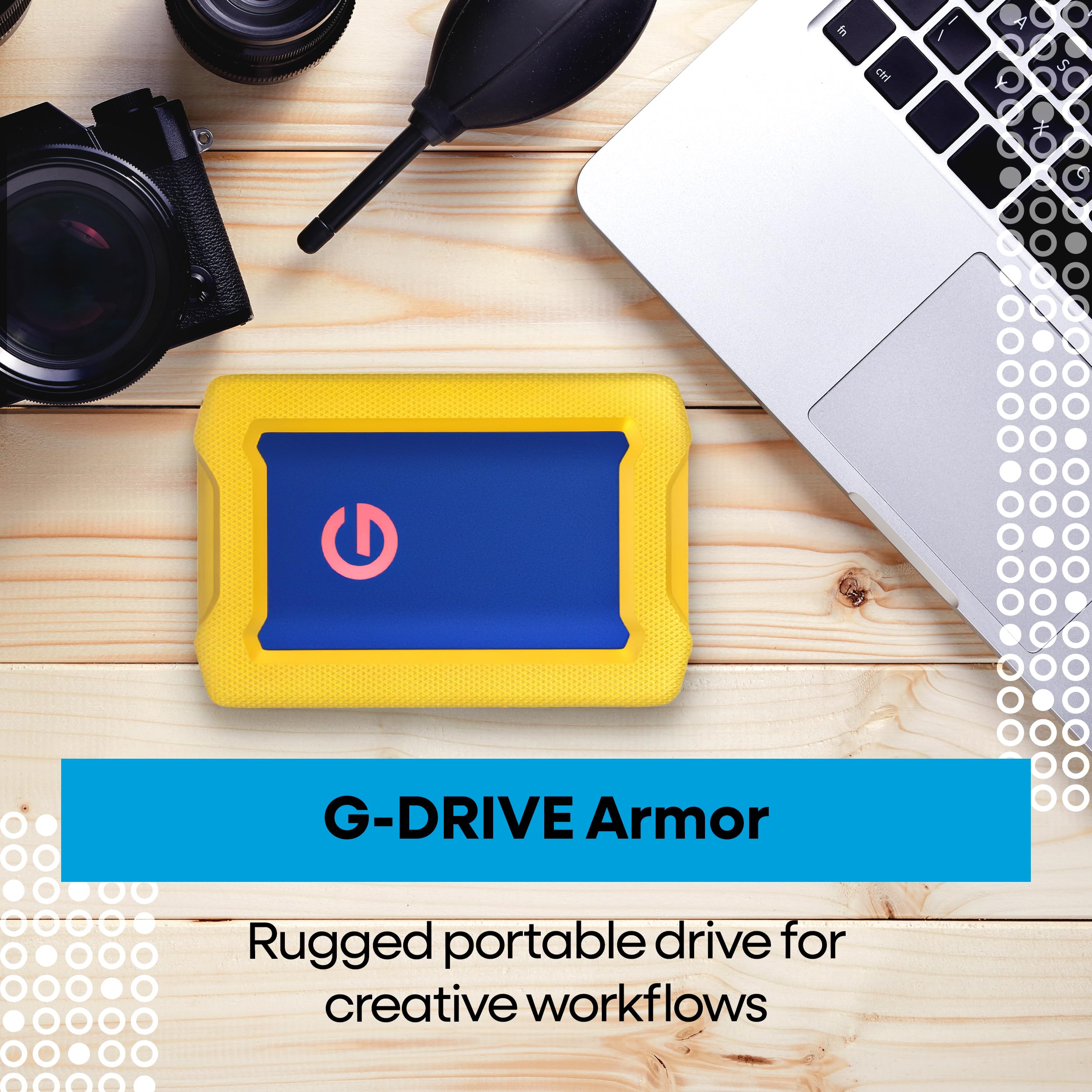 1TB G-Drive ArmorATD HDD esterno portatile robusto, durevole, fino a 130MB/s, USB-C (5Gbps), USB 3.2 Gen 1 - SDPHE1G-001T