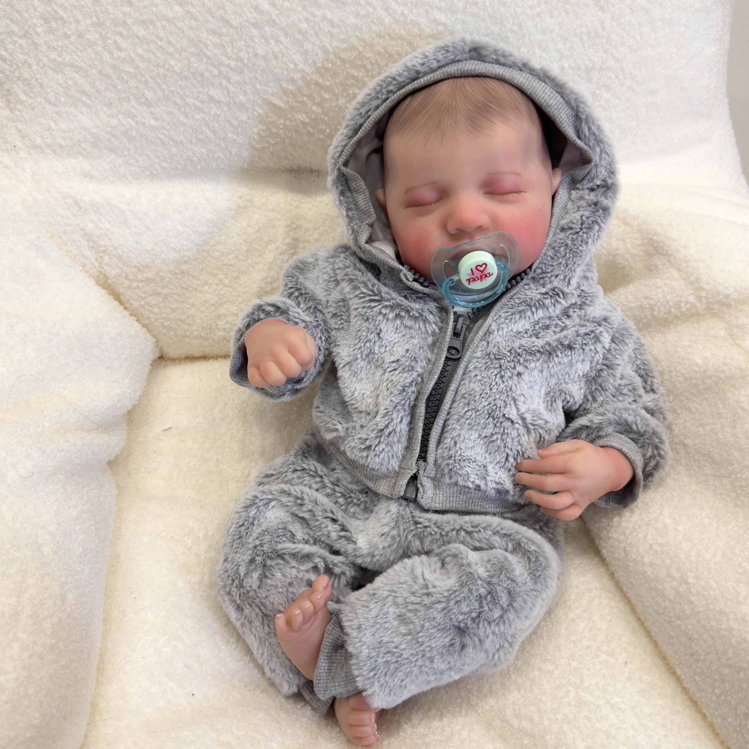 TERABITHIA 18 Inch Realistic Reborn Baby Doll - Blond Curly Hair With Cloth Body & Accessories