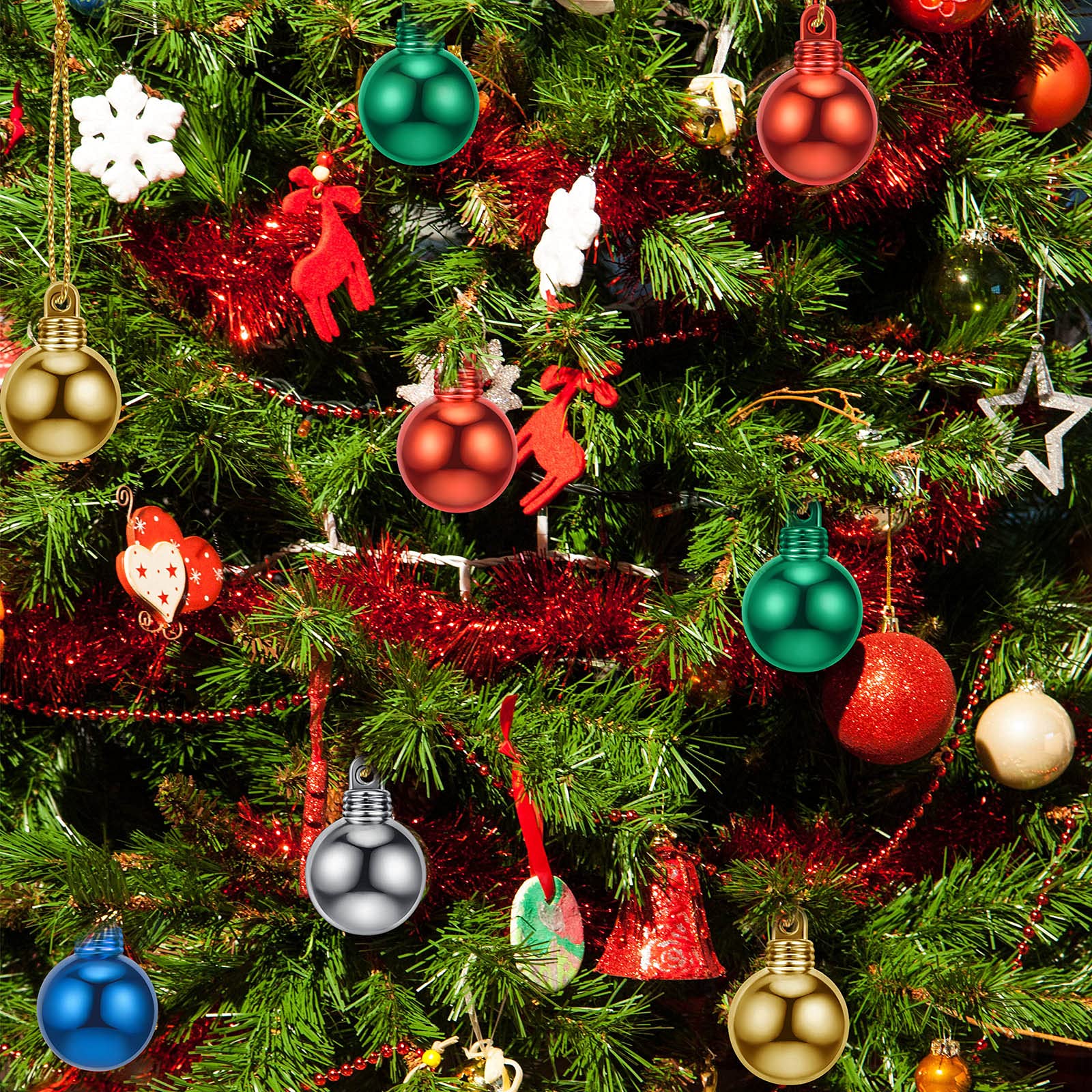 Amazon.co.jp: 150個 クリスマス プラスチック 電球 ビーズ ミニチュア