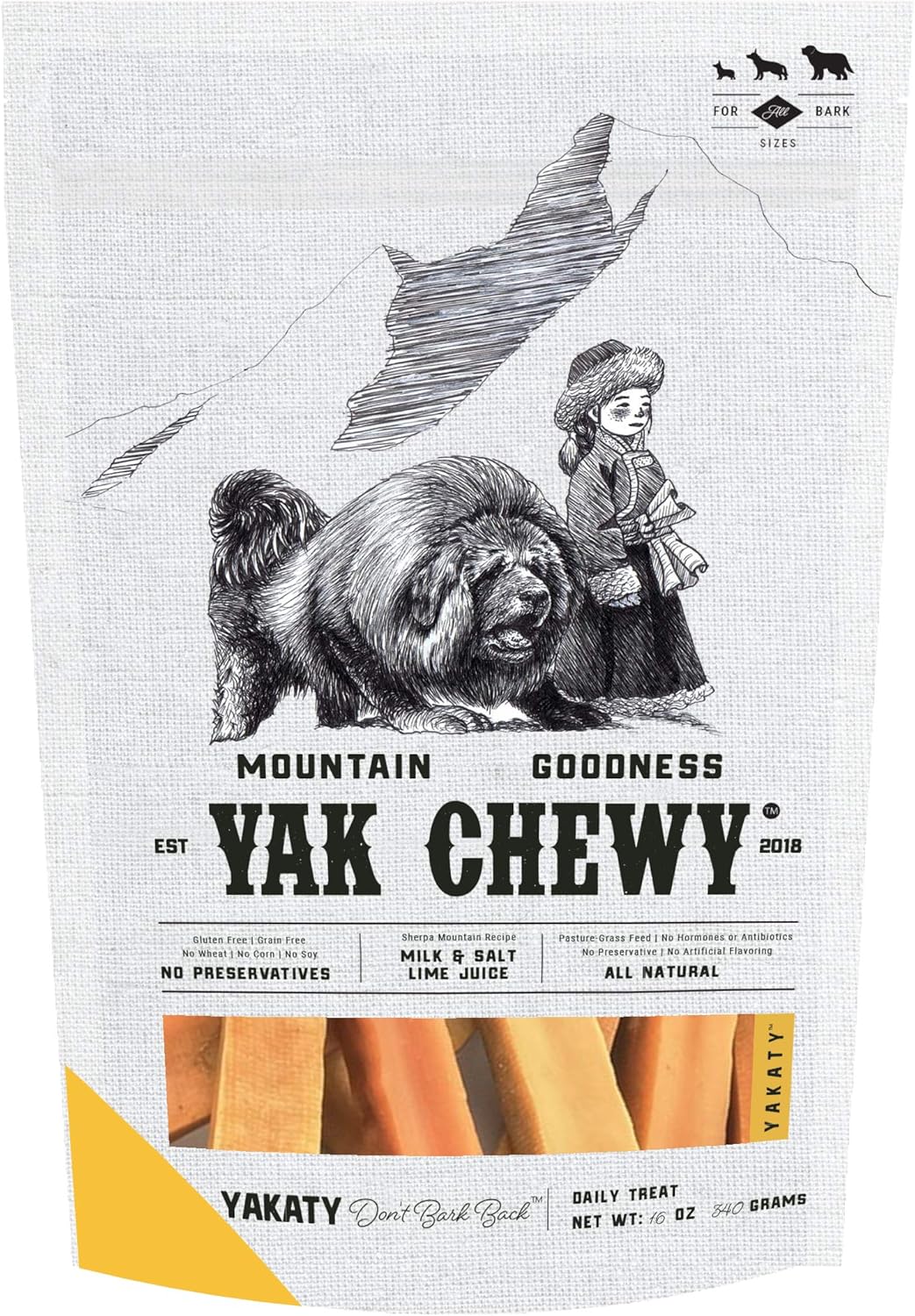 Yak Chewy 16oz Super Jumbo Size Natural Himalayan Goodness Dog Chew for Medium-Large Dog