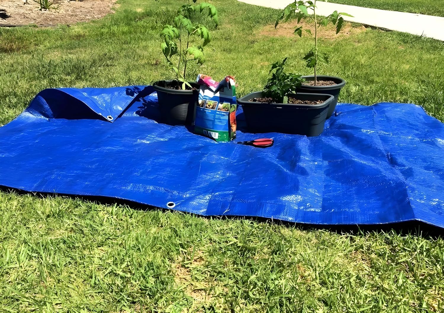 Small Blue Tarps, Pack of 2 – Finished Size 3 ft 8 in x 5 ft 8 in – Waterproof Lightweight Utility Covers with Reinforced Grommets