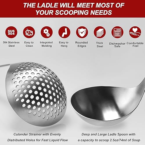 Miniatura 8 de Juego de cucharón para olla caliente, cuchara, colador de olla caliente, kit de accesorios para olla caliente, cuchara coladora Shabu Shabu,