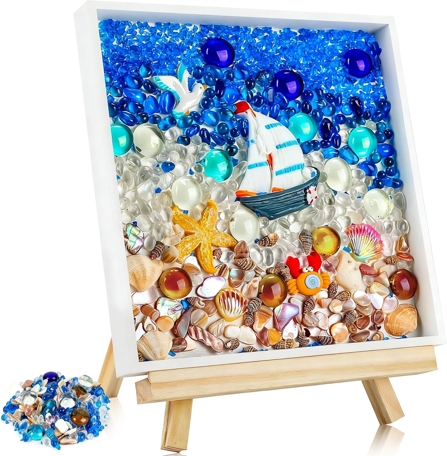Joyclub DIY Sea Theme Mosaic Painting Kit for Adults - Beginner Creative Crafts, Square Frame Home Decor & Christmas Gifts