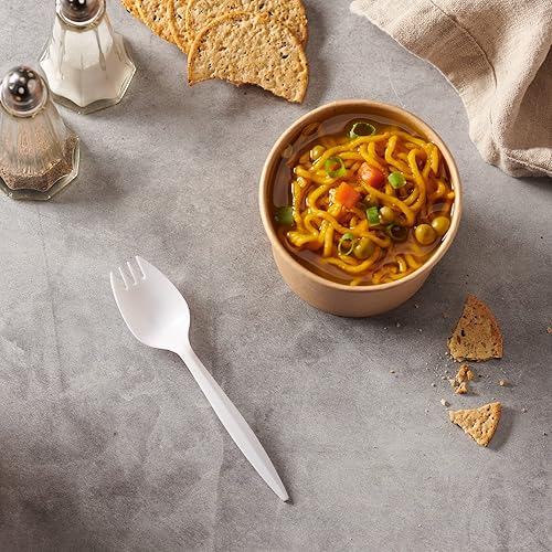 Miniatura 19 de 1,000 tenedores desechables de plástico a granel blanco de peso medio cubiertos desechables cubiertos de plástico tenedor