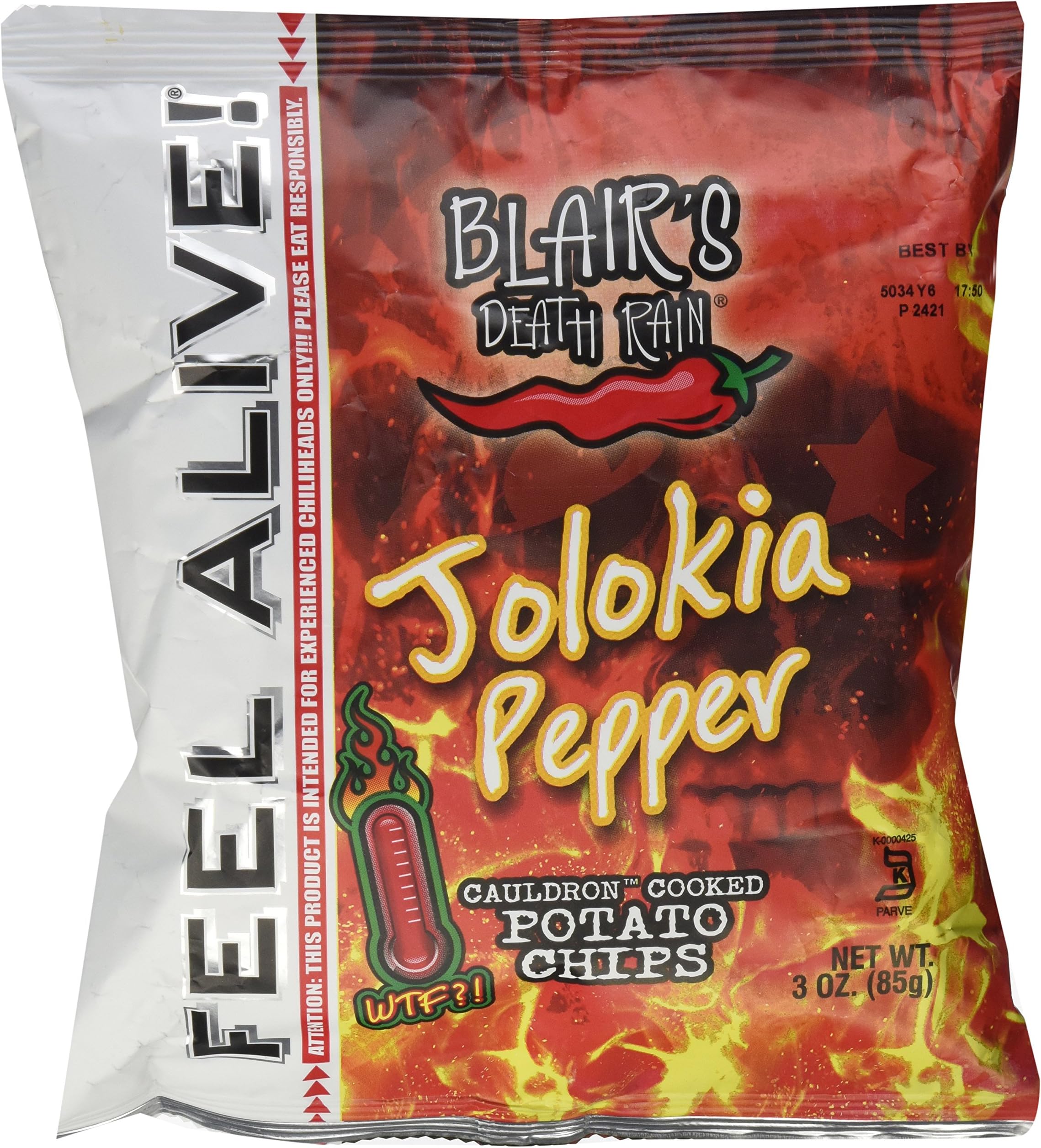 Blair's Death Rain Jolokia Pepper Cauldron Cooked Potato Chips, 3oz.
