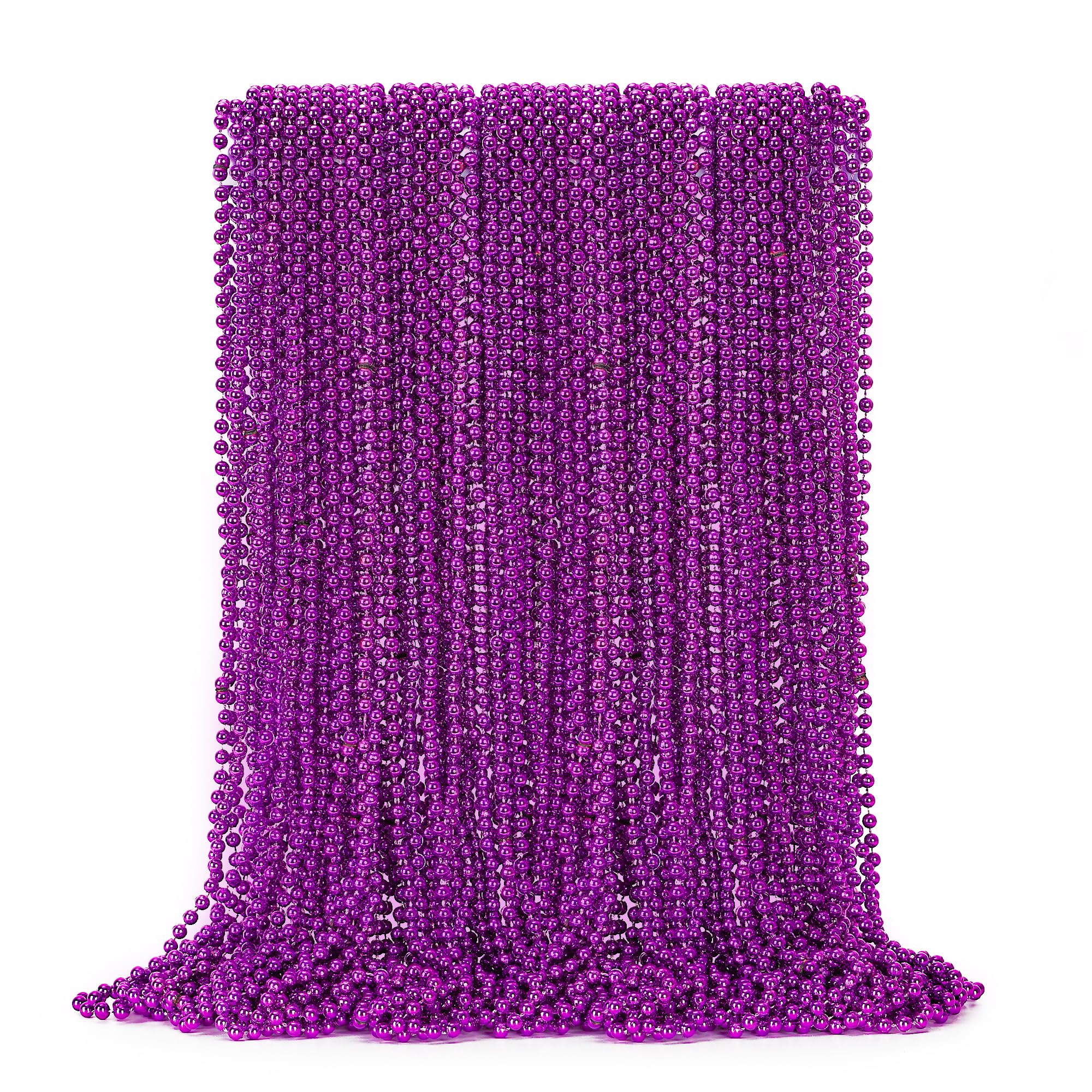 EOBOH 72PCS Mardi Gras Beads, Purple Bead Necklace Party Favors, 33" Beaded Necklaces Bulk, Festival Parade Throw Accessories for Halloween Mardi Gras