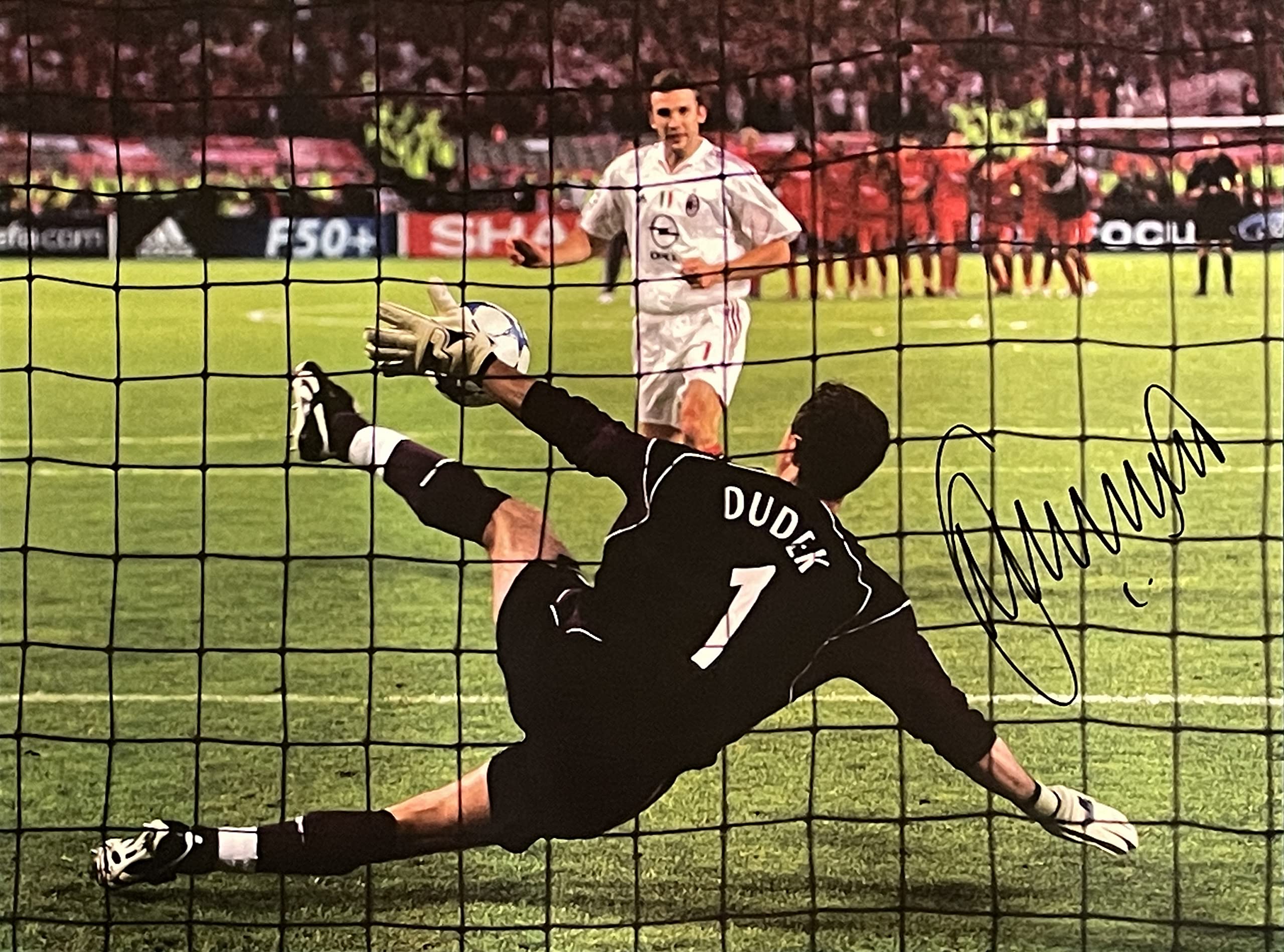 Allstarsignings Green Jerzy Dudek Liverpool Signed 2005 Cl Final Photo With Coa And Proof