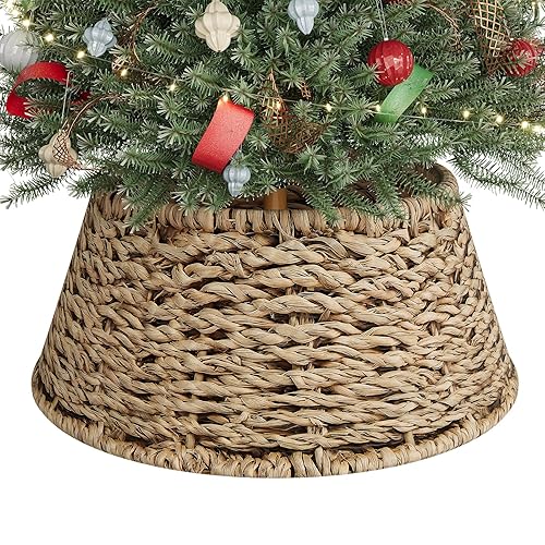 8 Inch Mini Christmas Tree Collar with Insert Tube, Seagrass