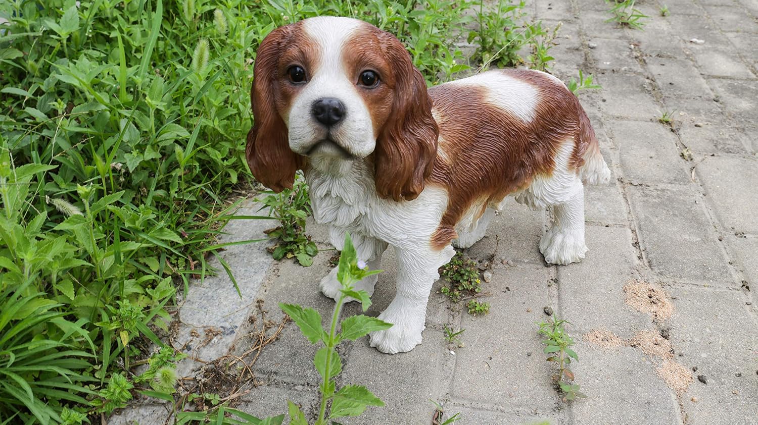 Hi-Line Gift Ltd Brown/White King Charles Spaniel Standing Statue