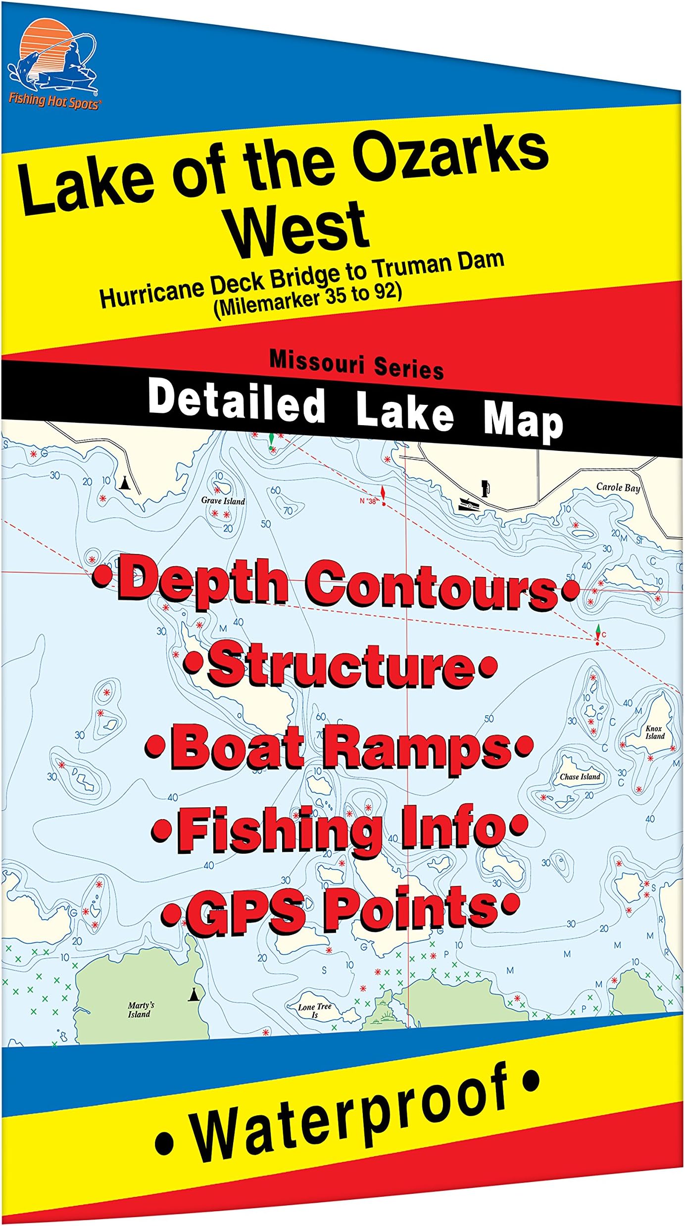 Lake of The Ozarks-West (Truman Dam to Hurricane Deck Bridge) Fishing Map
