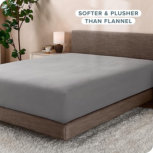 Miniatura 2 de Bare Home Sábana bajera ajustable de forro polar súper suave, tamaño individual, forro polar de felpa extra, sin pelusas, bolsillo profundo, calidez