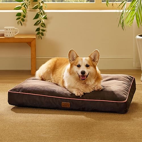 Miniatura 10 de Bedsure Camas impermeables para perros medianos, cama mediana de 4 pulgadas de grosor de hasta 50 libras con funda extraíble lavable, almohadas para