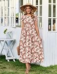 Zeagoo Robe d'été pour femmes 2026 Bohemian Floral manches courtes Une ligne longues robes de plage Maxi