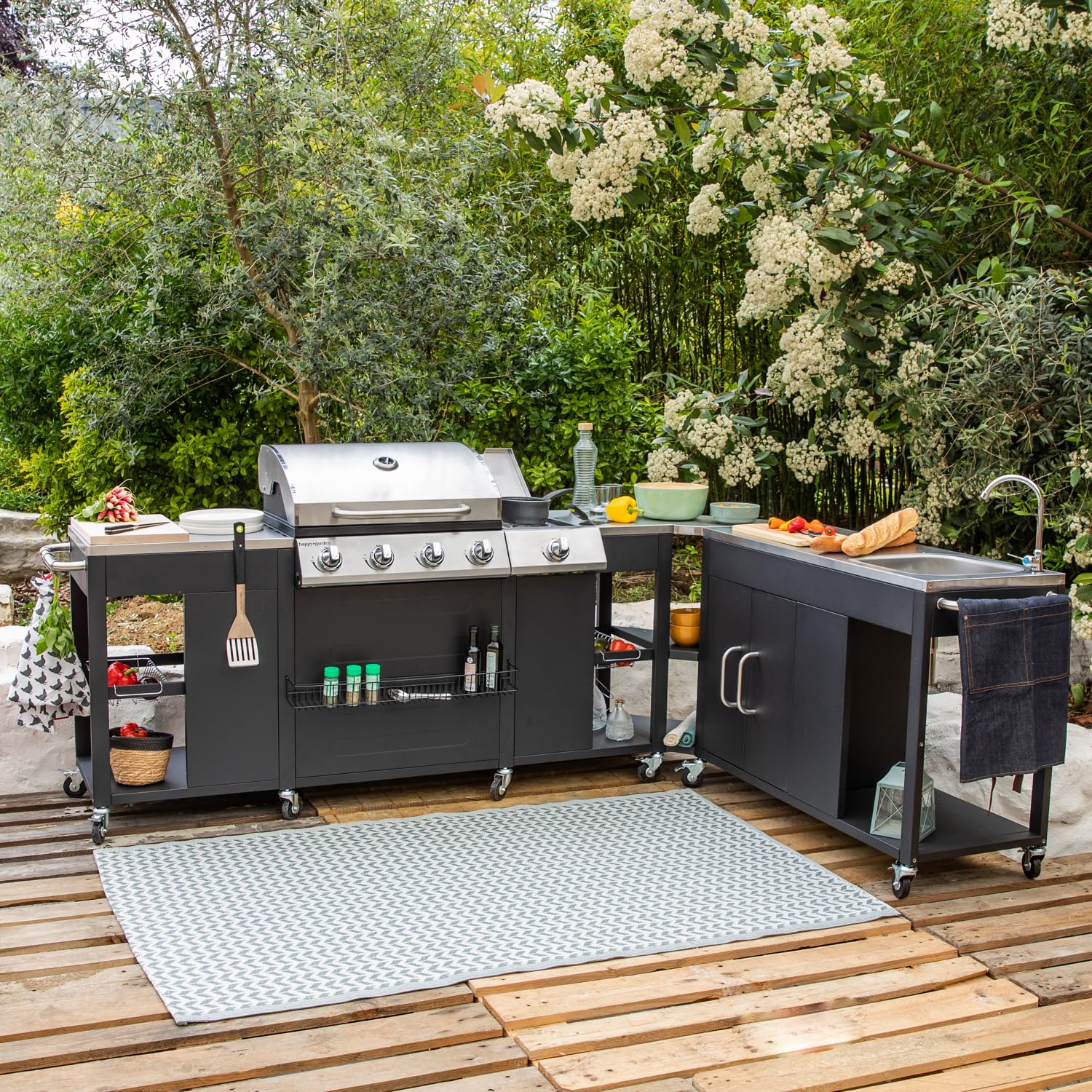 Happy Garden Cocina esquinera Exterior Texas 4+1 Quemadores 17,2 kW