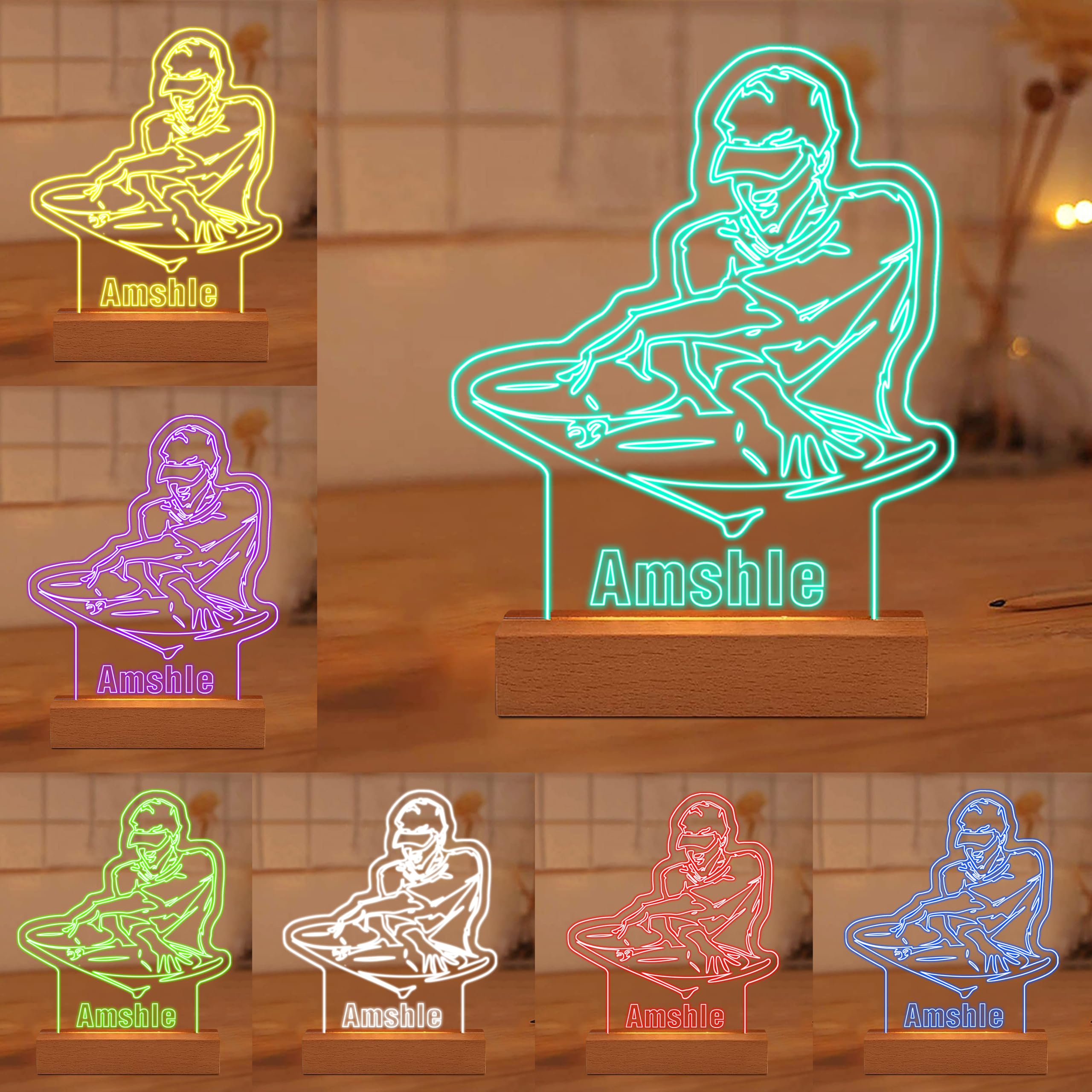 Personalized Name Headphone Acrylic Night Light DJ Player Acrylic Board Microphone and Headphone Disc Lamp Music Headphone Game Headphone Desk Lamp Musical Decor Gift for Music Lovers Musician