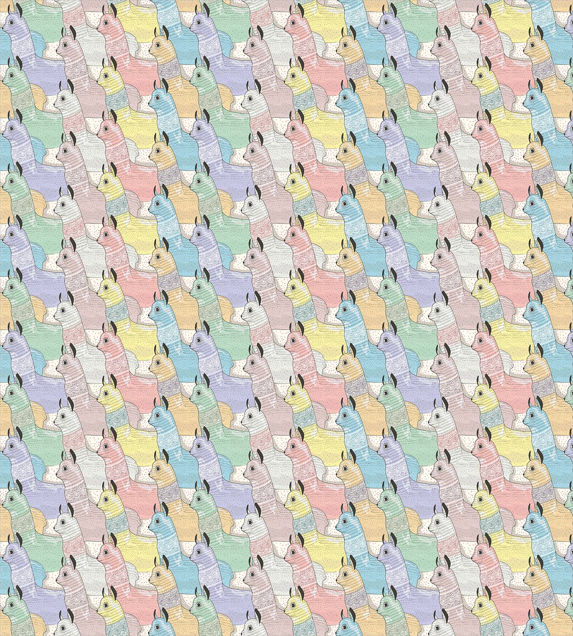 Ambesonne Teen Room Duvet Cover Set, Little Alpacas Pattern Soft Toned Camel Animal Folkloric Print, Decorative 3 Piece Bedding Set with 2 Pillow Shams, Queen Size, Multicolor