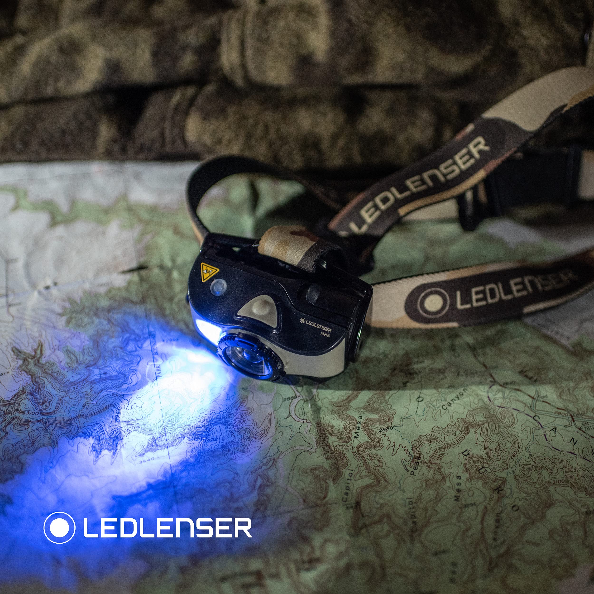 Ledlenser MH8 Akku-LED-Stirnlampe, 600 lm, RGB-Lichtmodi, IP54, 139g | Dual Power, fokussierbar, 200m Leuchtweite, bis zu 60h Leuchtdauer, wiederaufladbar, ideal zum Angeln, Campen & Wandern