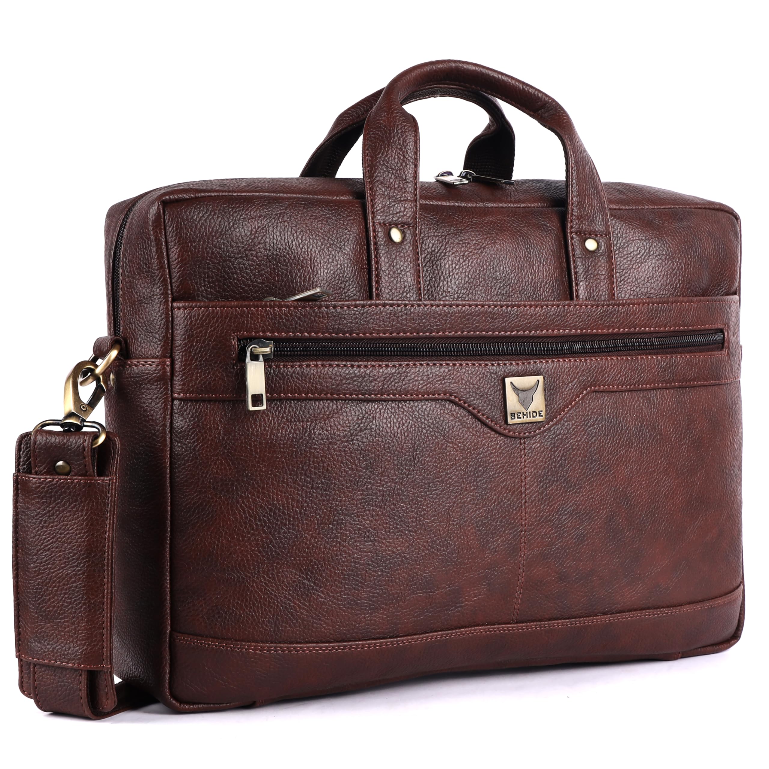 BEHIDE Laptop Bag for Men - Genuine Leather Office Bag with Multiple Compartments - Fits 14/15.6/16 Inch Laptop Bag - Messenger and Shoulder Bag for Travel - Water Resistant - Brown (Vegan Leather) (B0CX8XNQV1) Amazon Price History, Amazon Price Tracker