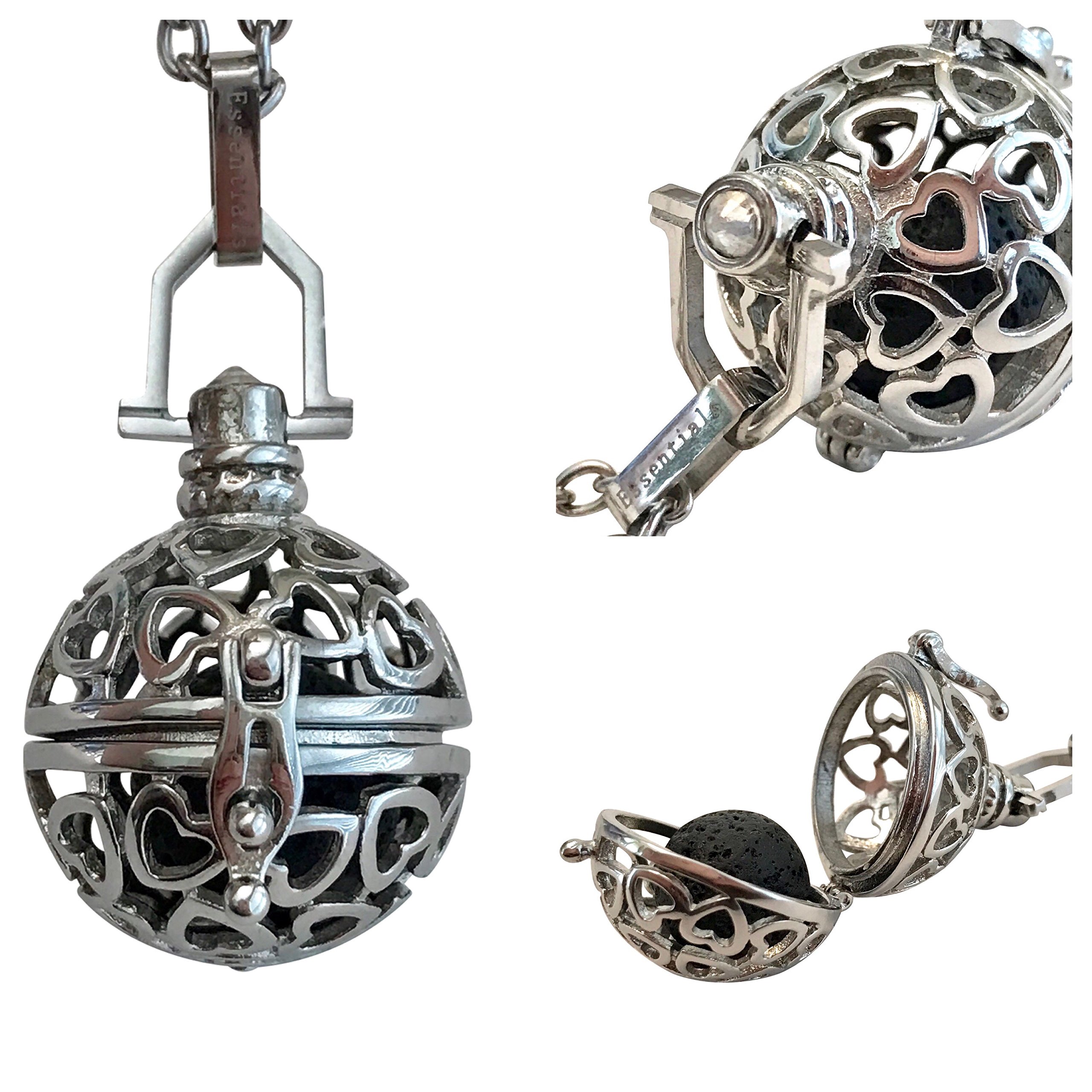 Diffusing Essentials Premium Heart 316l Stainless Steel Lava Stone Aromatherapy Pendant Locket Essential Oil Diffuser Necklace