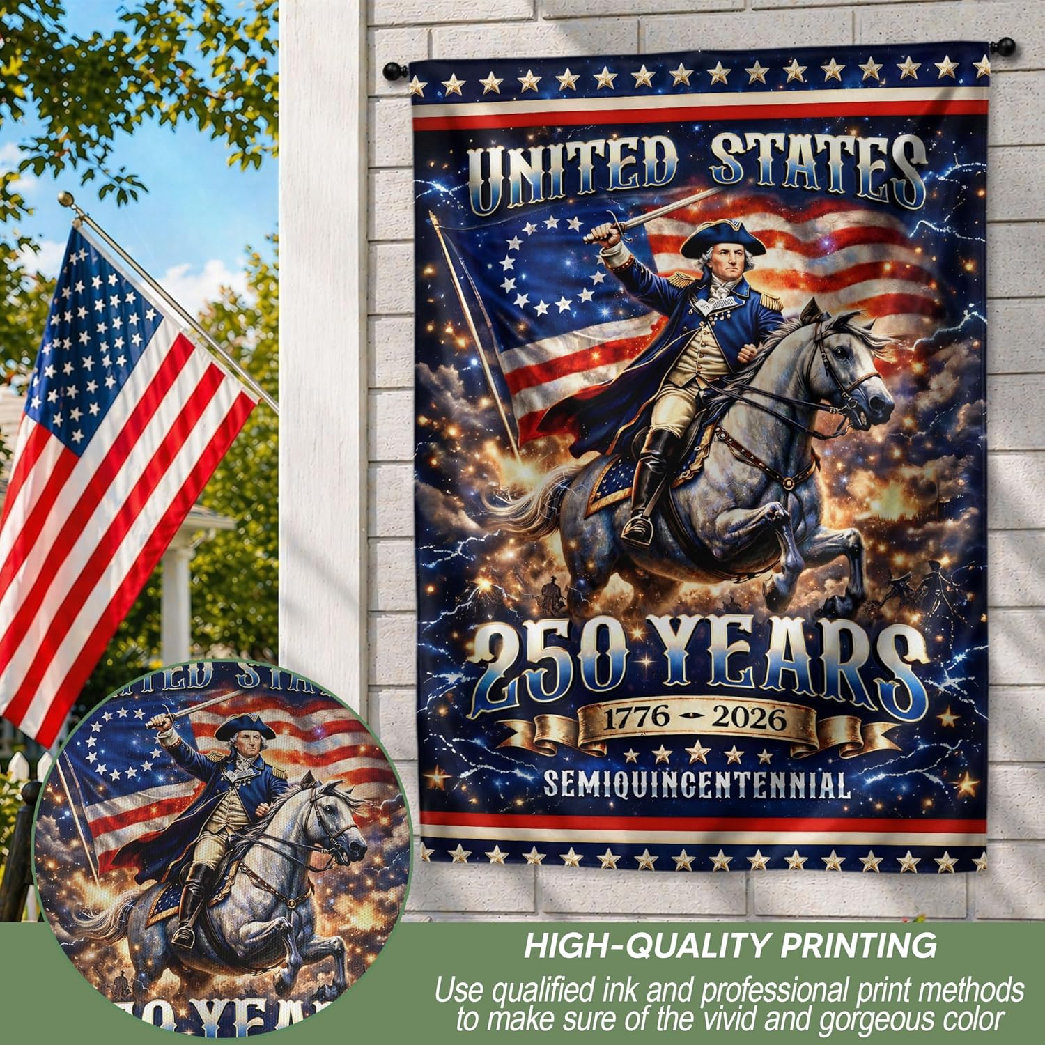 250 Anniversary Usa Flag, 1776-2026 Commemorative, 250th Anniversary Patriotic Design, Doubleided Outdoor Yard Decoration For Independence Day, Garden Flags For Outside 3 (30x40 Inch)