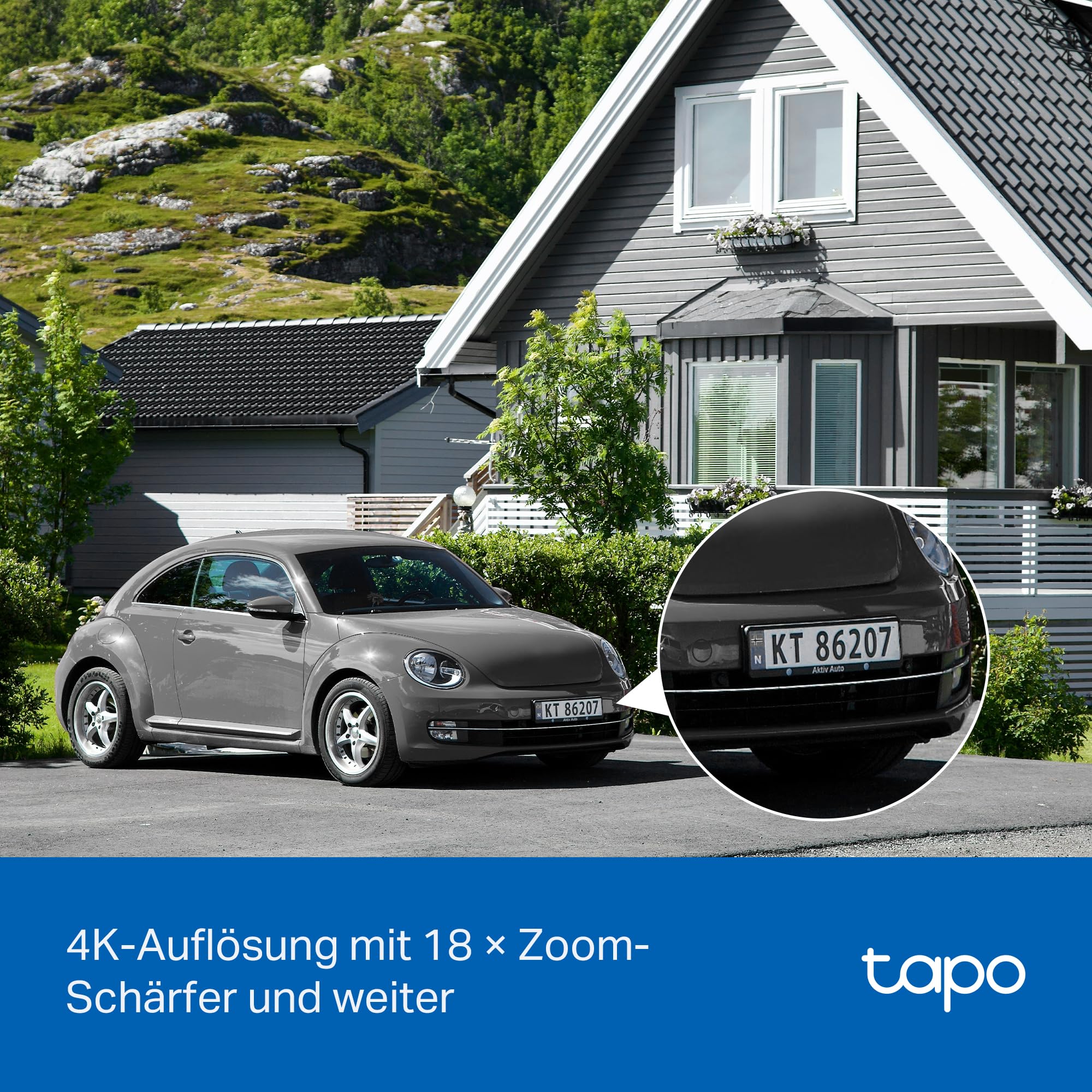 Tapo C660 KIT 4K 360° Solar Überwachungskamera Außen, Akku 10000 mAh, Farbnachtsicht, Dual-Band WLAN, KI-Erkennung, Licht & Ton Alarm, Lokale Speicherung über microSD oder Tapo H500