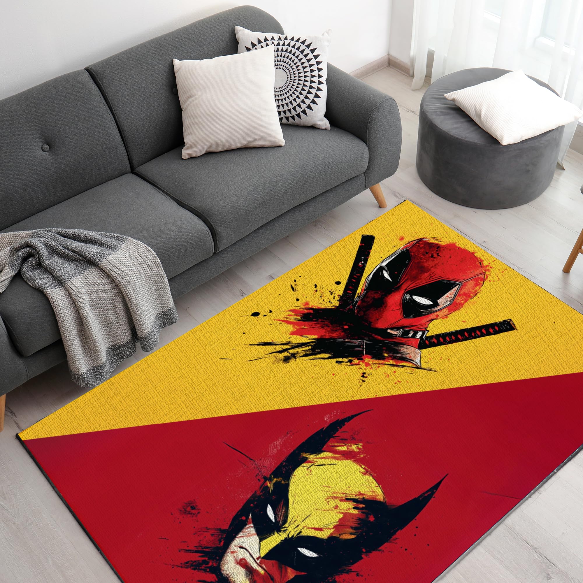 DreamController Deadpoool Wolverinne Custom Rugs for Gamer Room (62x40inch)| Playroom Carpets Inspired by Games & Anime Decor for Gamers | Gamer Room
