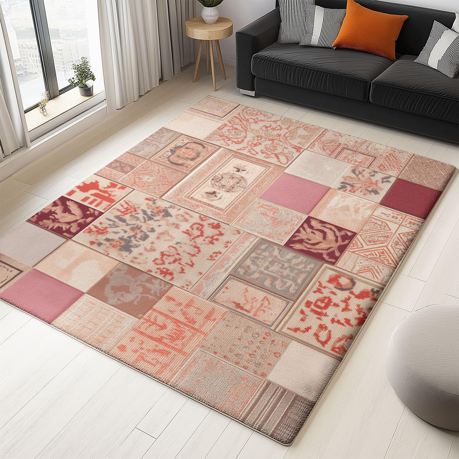 Tapis patchwork floral antidérapant résout le glissement des tapis de salon