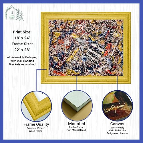 Miniatura 2 de Número de cabina perdida 17A de Jackson Pollock  Lienzo en marco biselado dorado  Reproducción de pinturas de obras de arte finas  Póster decorativo