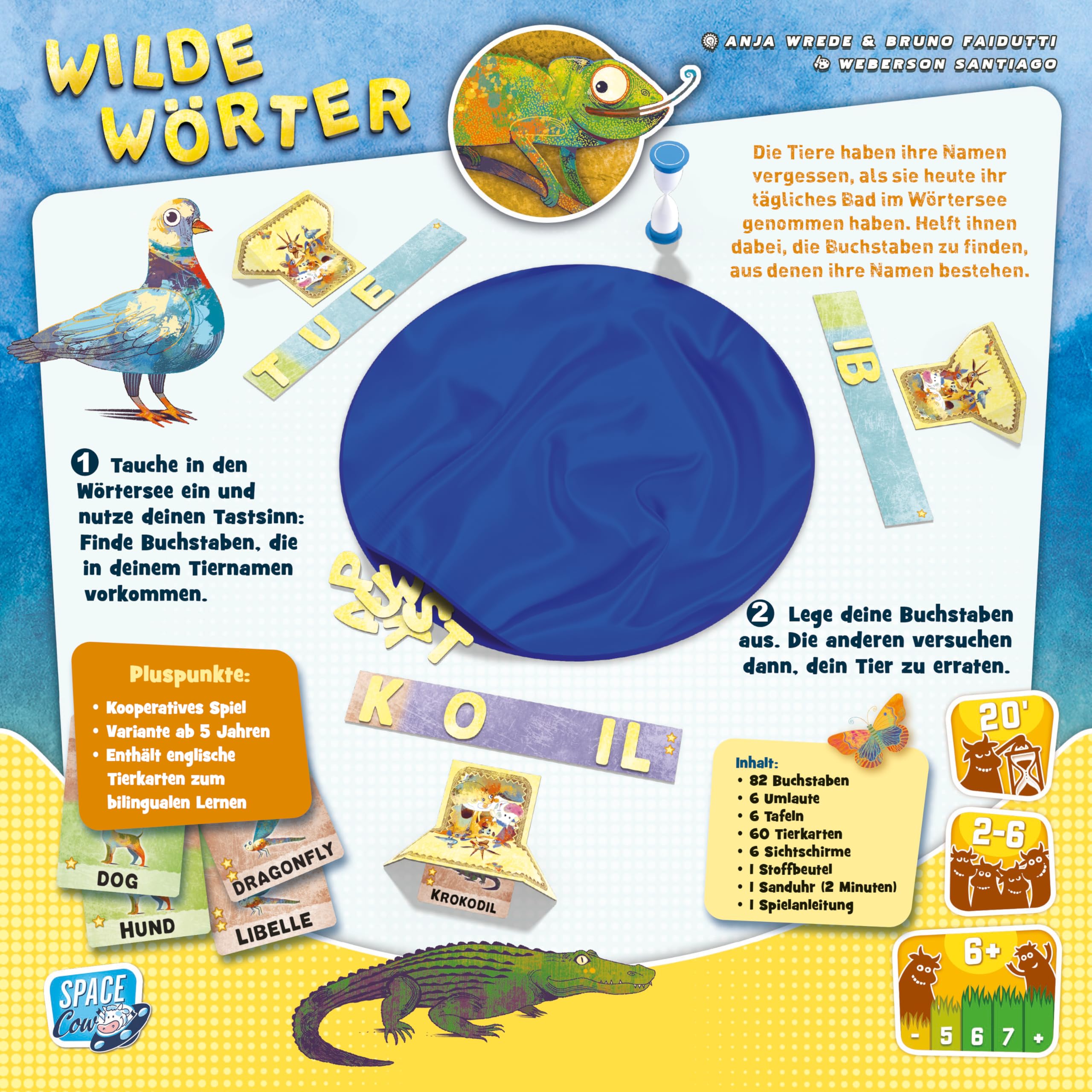 Space Cow, Wild Words, gioco per bambini, 2-6 giocatori, dai 6 anni in su, 20 minuti, tedesco