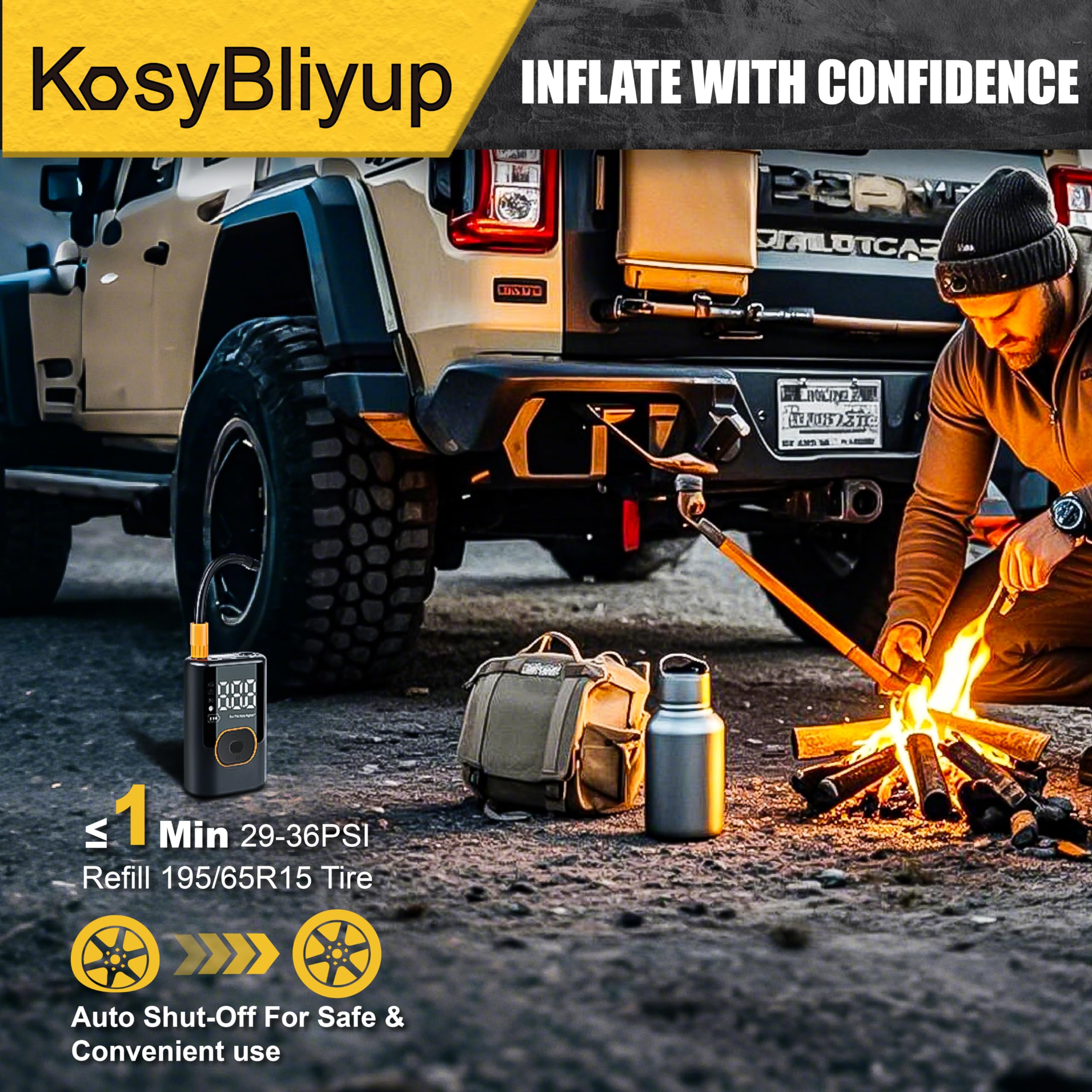 Inflador de neumáticos portátil compresor de aire 150 PSI, bomba de aire inalámbrica para neumáticos de coche, motocicleta, bicicleta, bolas con manómetro, luz LED, apagado automático