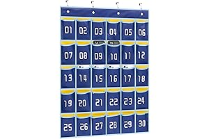 MISSLO Classroom Cell Phone Calculator Holder Numbered 30 Pockets Chart Hanging Wall...